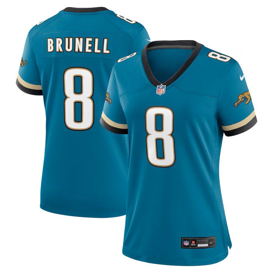 Women Jacksonville Jaguars #8 Mark Brunell Green Nike Throwback Retired Player Game NFL Jersey->women nfl jersey->Women Jersey